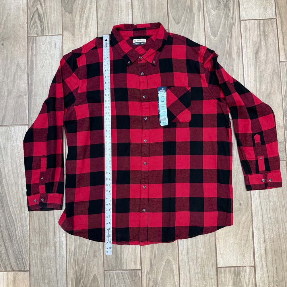 Magellan Outdoors Mens 3XL Red Black Buffalo Plaid Button Down Classic Fit NWT - Picture 2 of 12